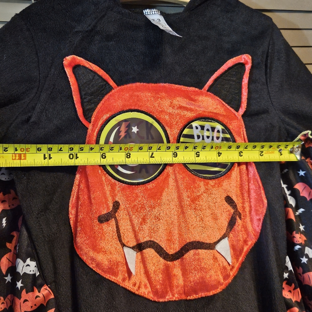 AS NEW 2nd of 2 matching 2-3 yrs Halloween onesie costume, red, holographic eyes - Picture 12 of 14